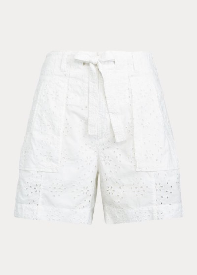 Pantalones Cortos Polo Ralph Lauren Mujer Blancos - Eyelet Cotton - RGSKE7581